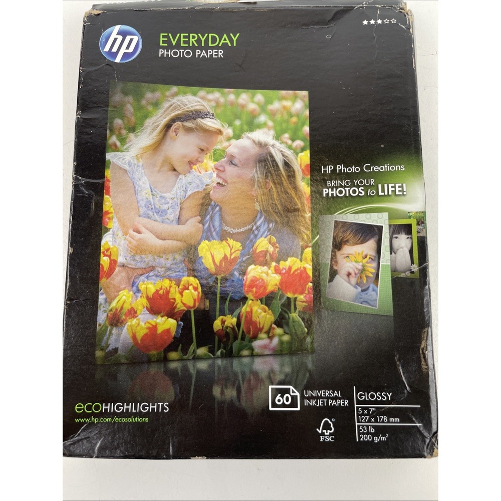 HP Everyday Photo Paper, Glossy, 5 x 7 in. 52 Sheets Opened